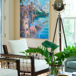 Living Space at Modern Farmhouse, Cape Elizabeth