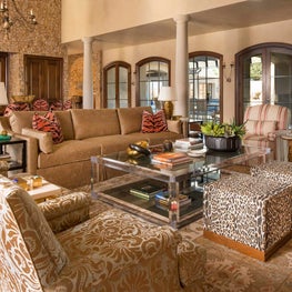 Some classic animal prints give this neutral living room sophistication