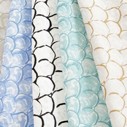 PALM ORLEANS | OYSTER SCALLOP HAND SCREEN PRINTED ON LINEN COTTON