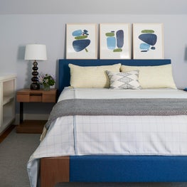 Marin County Family home Guest Bedroom with a Custom Holly Hunt Bed