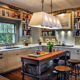 Portfolio: Buzzards Bay Residence, Library Kitchen with Vintage Island