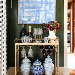 Amanda Reynal Interiors Bar Cart in Dining Room