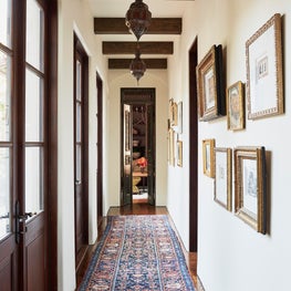 Malibu Spanish Colonial, Hallway Gallery with French Doors, Fine Art & Antiques