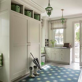 Historic Chestnut Hill Mudroom with Lanterns and Built-In Storage