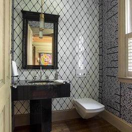 Historic Chestnut Hill Library Bathroom with Tile Accent Wall