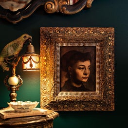 Vignette of reading nook in library