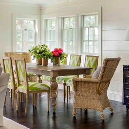 Coastal Dining Room with Shiplap Walls