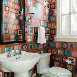 Wallpapered Powder Room