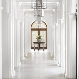 A principal axial gallery in a modern Georgian Colonial house in Palm Beach