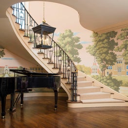 Entry Hall with custom DeGournay wallpaper