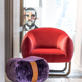 Milo Chair, Milo Ottoman  -Showroom Vignette D&D Building -MB Collection