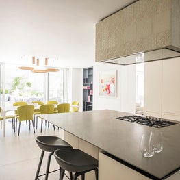 Kensington Townhouse Exterior Lower Ground Floor Kitchen Island and Exhaust