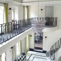 Entry Foyer with Custom Railing, Plaster Walls and Marble Floor