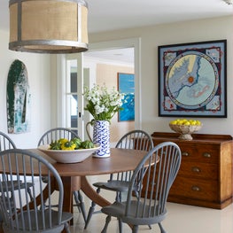 Kitchen Table with Custom Painted Chairs at Chappaquiddick, Martha's Vineyard