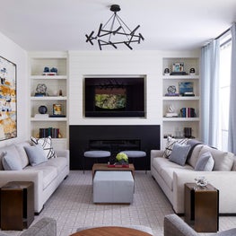 Marin County Family Home Library with White Painted Oak Paneling