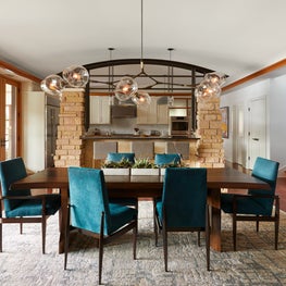 Lake Austin Remodel, Dining Room with Lindsey Adelman Chandelier