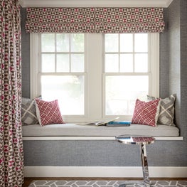 Cozy window seat in a master bedroom of a family home in Burlingame
