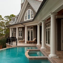 Infinity Pool and Spa with Tuscan Column Loggia and Crow's Nest