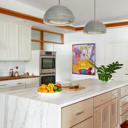 Lake Austin Remodel, Kitchen with white oak butcher block counters