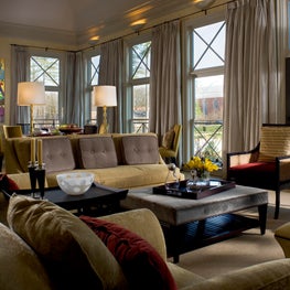 Buckhead Residence Living Area with plaster walls and original artwork