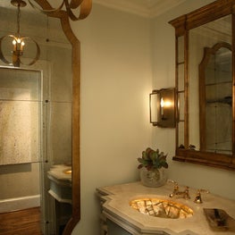 Atlanta Powder Room with Custom Vanity and glass sink