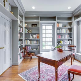 Same Library Repurposed to an Office with a Desk