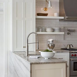 Camden Blue and White Kitchen with Quartzite Counter