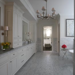 Buckhead Residence Master Bath with custom cabinetry and marble tile