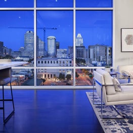 Open Living Room with a Skyline View - Austin City Lofts, Austin, TX 