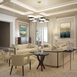 This chic contemporary living room is light and yet tailored.