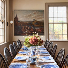 Upstate NY farmhouse, dining room table setting.