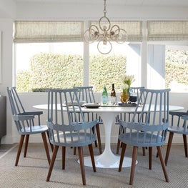 San Diego Beach Cottage with modern dining table and vintage inspired chairs