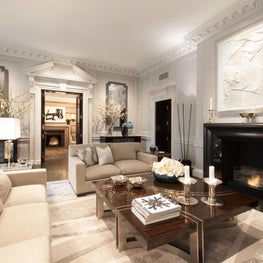 Park Avenue Apartment, White, Elegant Living Room with Classical Mouldings