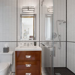 1940s Inspired Guest Bathroom with Black and White Tile