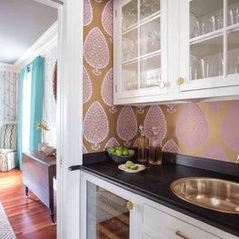 Bar and Butlers Pantry with Metallic Wallpaper