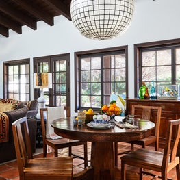 Casual dining area in ranch house. 