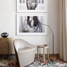 Cosmopolitan of Las Vegas - pony hair & silk armchair with brass & marble table