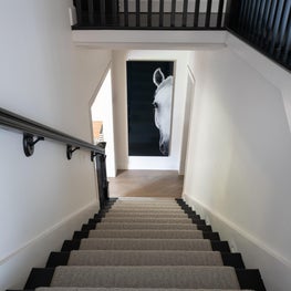 Portfolio: Black And White Stairway Features Horse Painting