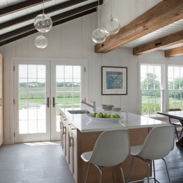 Barn House in the Hamptons, neutral color palette, wood beam ceilings