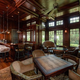 Paneled Mahogany Wet Bar and Game Room