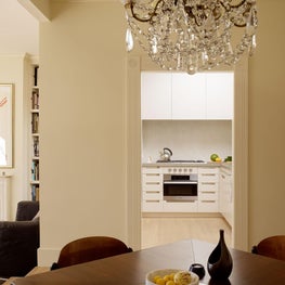 Dining room with crystal chandelier