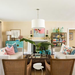Colorful living room in Hampton's weekend home