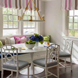 Breakfast Nook with Rope Chandelier and Built-In Window Seat