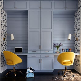 Pops of color and punchy patterns make this designated kids' study an inspiring space for homework, crafting, and play!