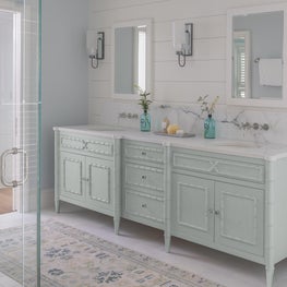 Bathroom with Double Vanity at Ship's Channel, Cape Elizabeth
