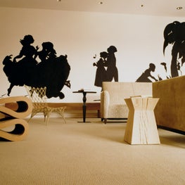 Contemporary living space with dramatic silhouette by artist Kara Walker