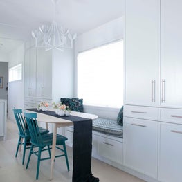 Sag Harbor Custom Builtin Storage Units with Window Nook Dining Room