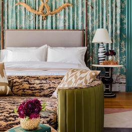 Boston Junior League Show House tiger print sofa by Robin Gannon Interiors