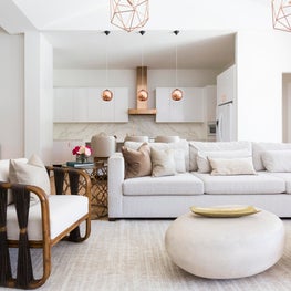 Portfolio: Open-concept, zen family room with Palecek Strings Attached chair