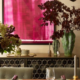 Portfolio: Carnegie Hill Apartment, Modern Spring Dining Room Beige Palette w/ Pink accents